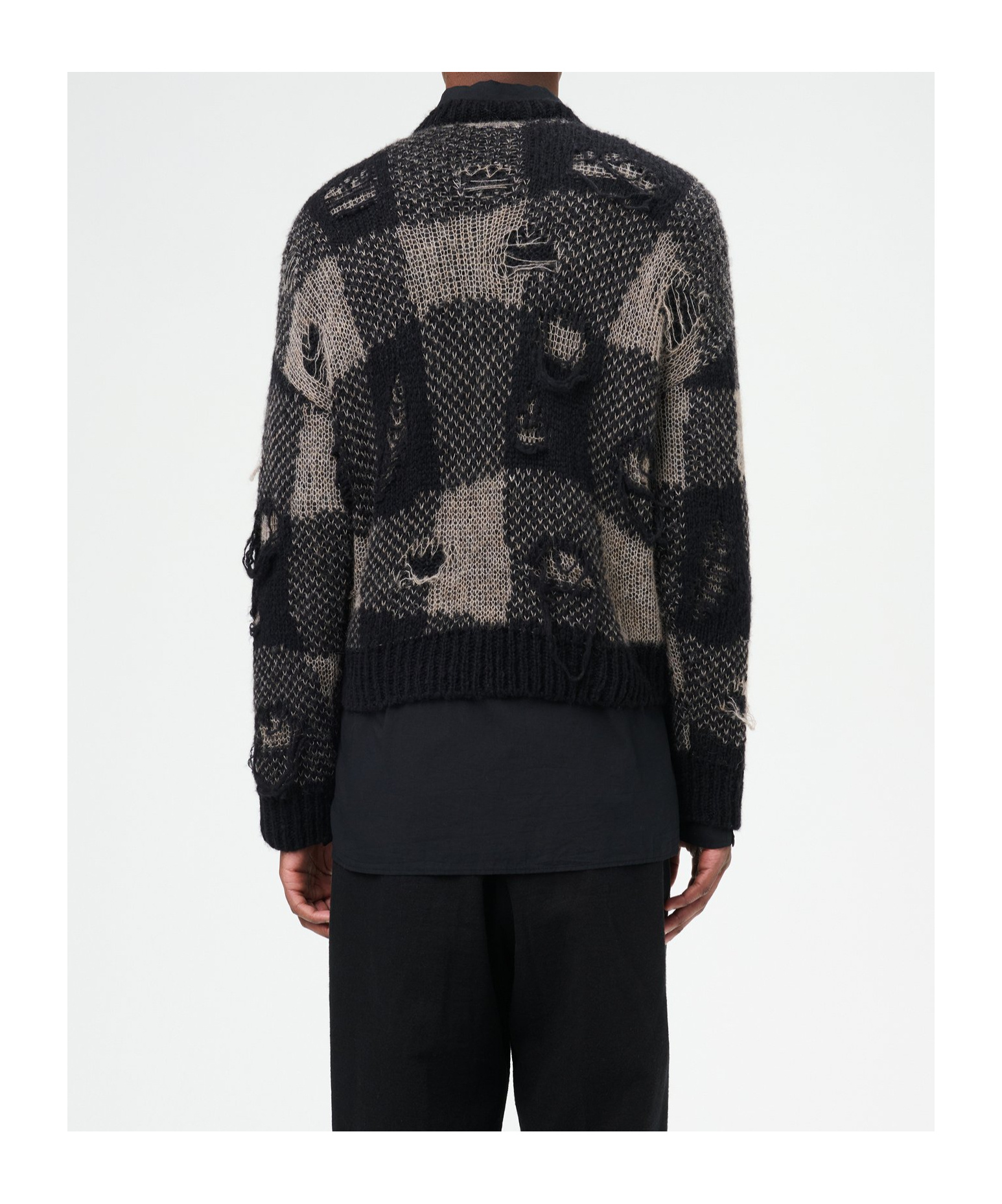 Our Legacy Patchwork Design Black Sweater With Round Neckline In Black