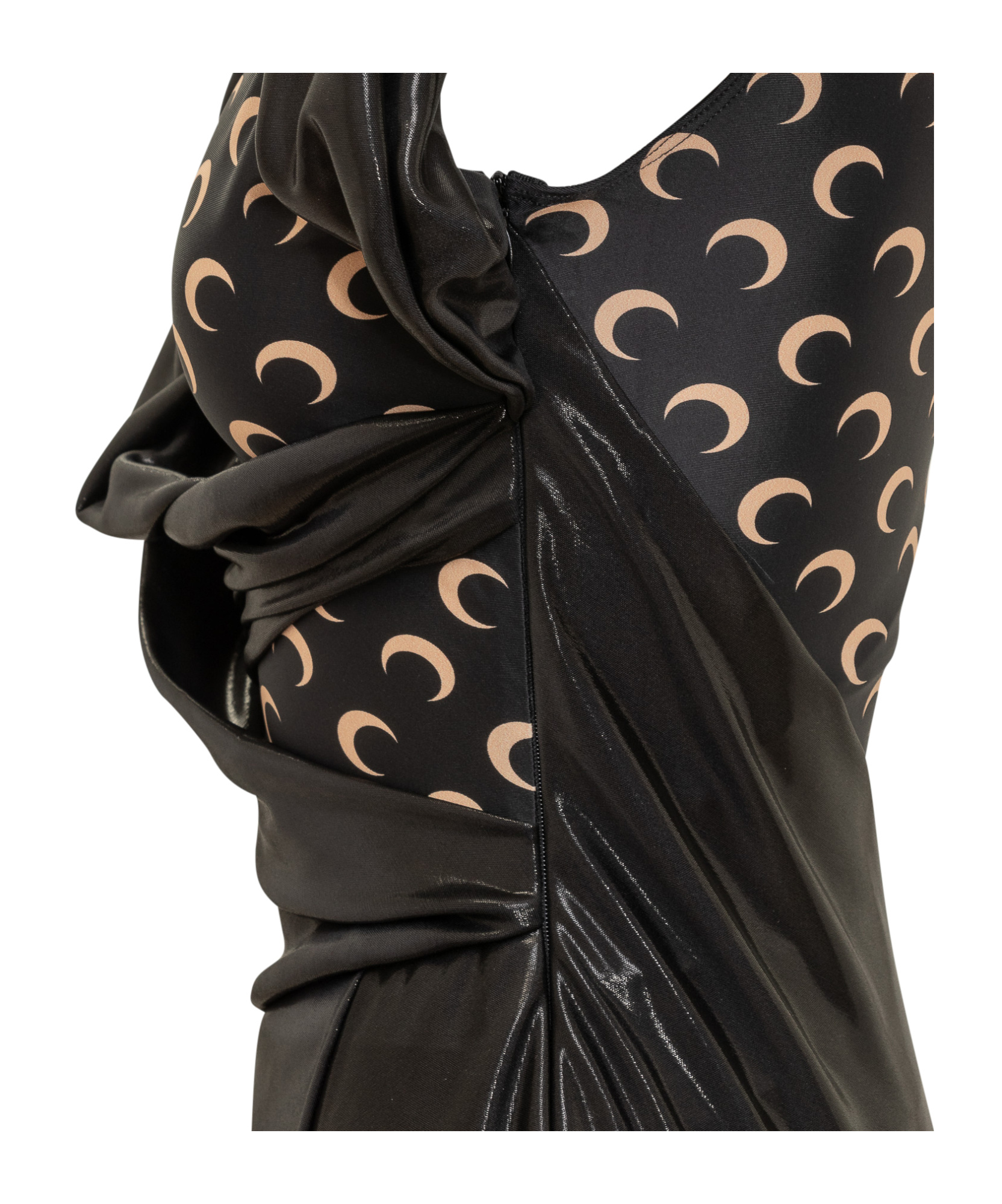 Marine Serre Regenerated Moon Draped Jersey Midi Dress In Black