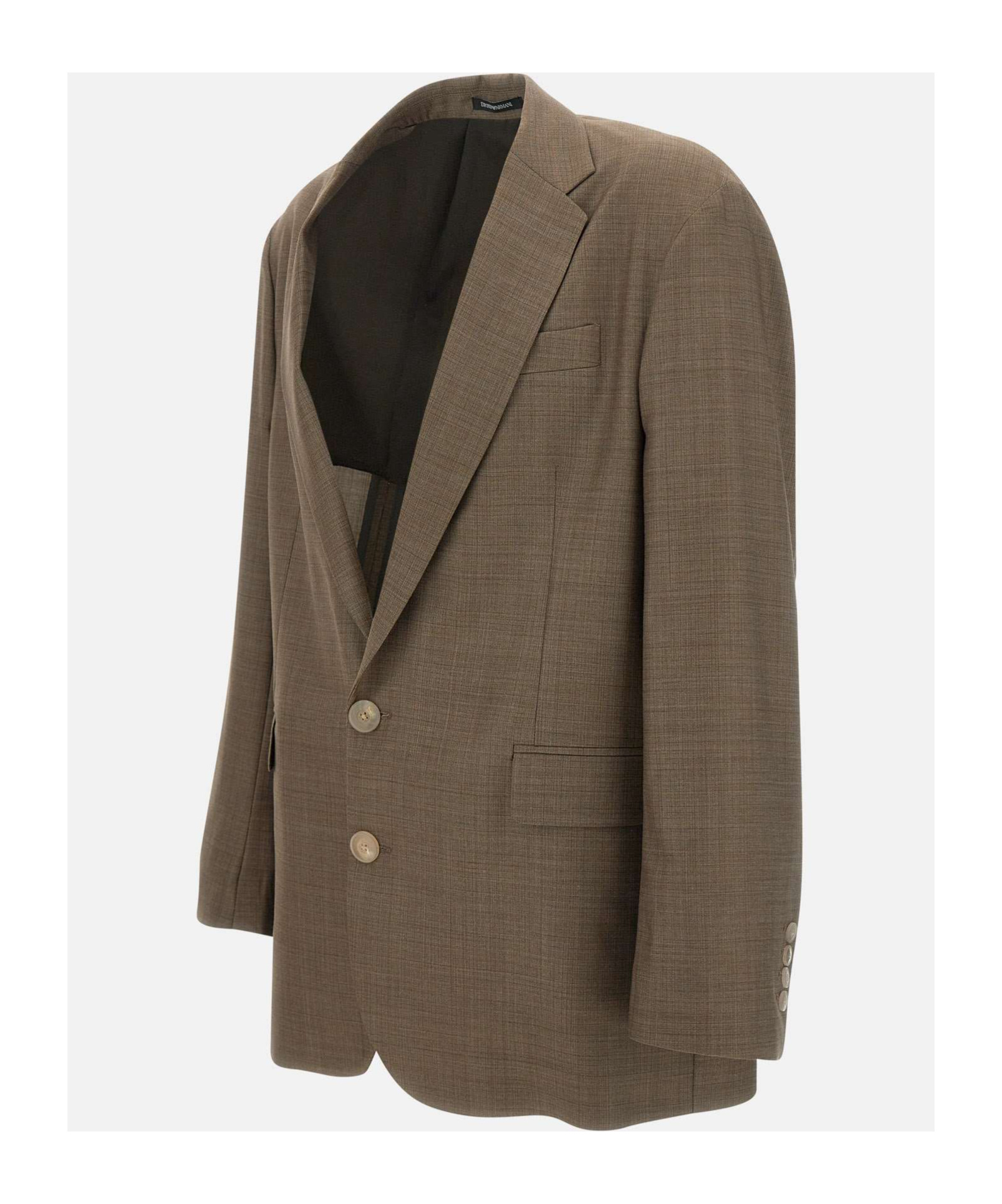 Emporio Armani Super 130's Wool Tobacco Blazer In Brown