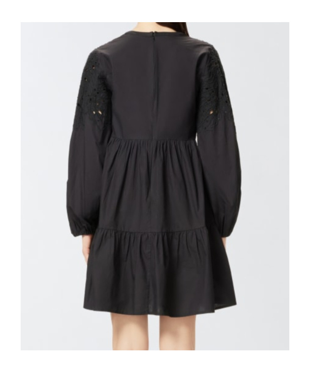 Pinko Mini Dress With Openwork Design And Crystals In Black