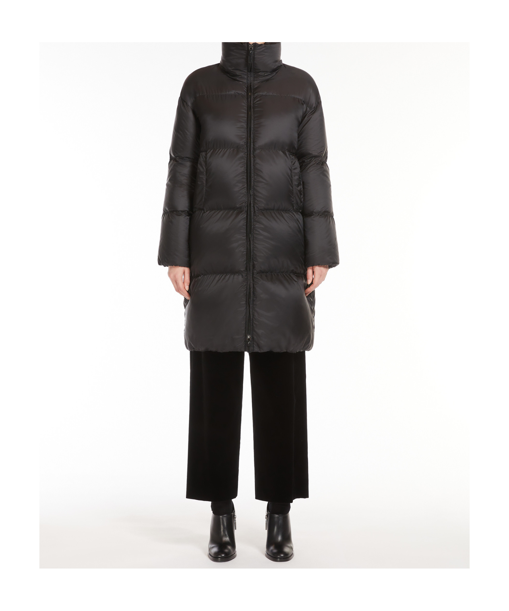 Max Mara Waterproof Long Down Jacket In Black