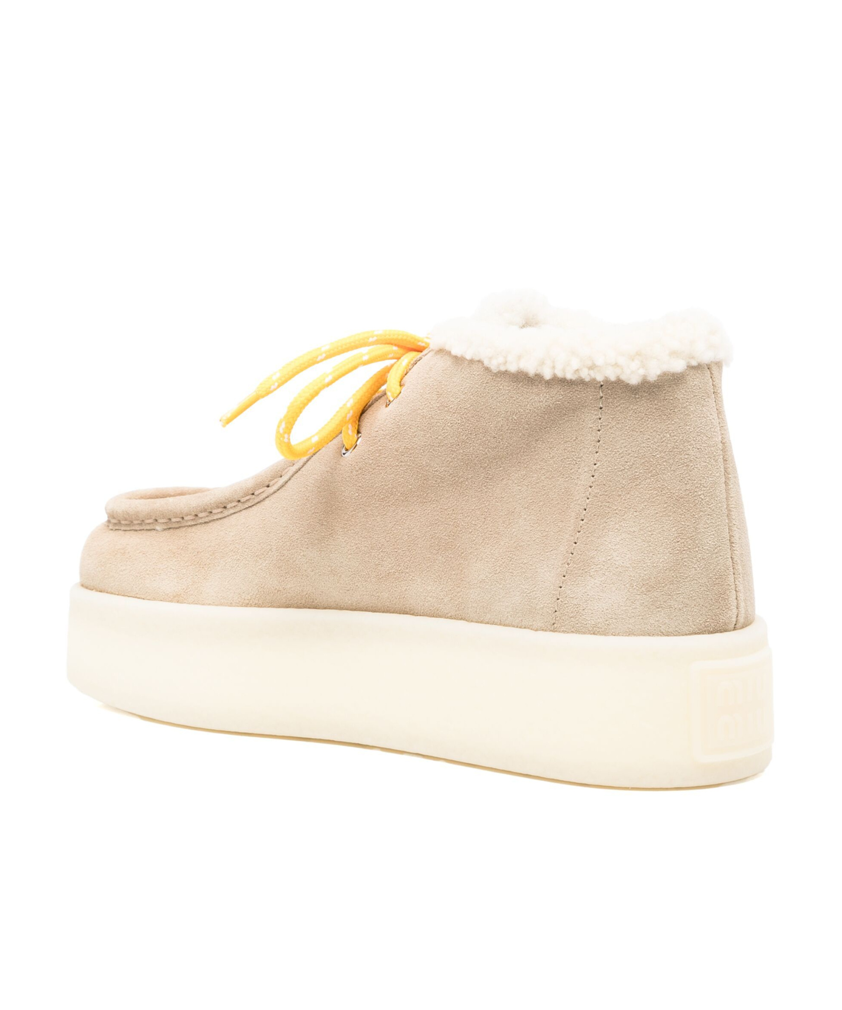 Miu Miu Suede Flatform Boots In Nude