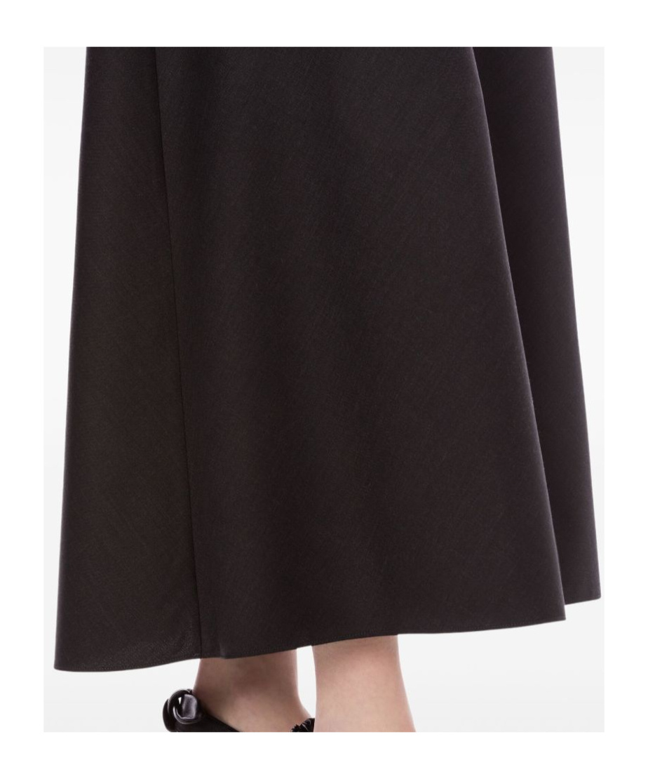 Alberta Ferretti Dark Grey High-waisted Midi Skirt In Brown