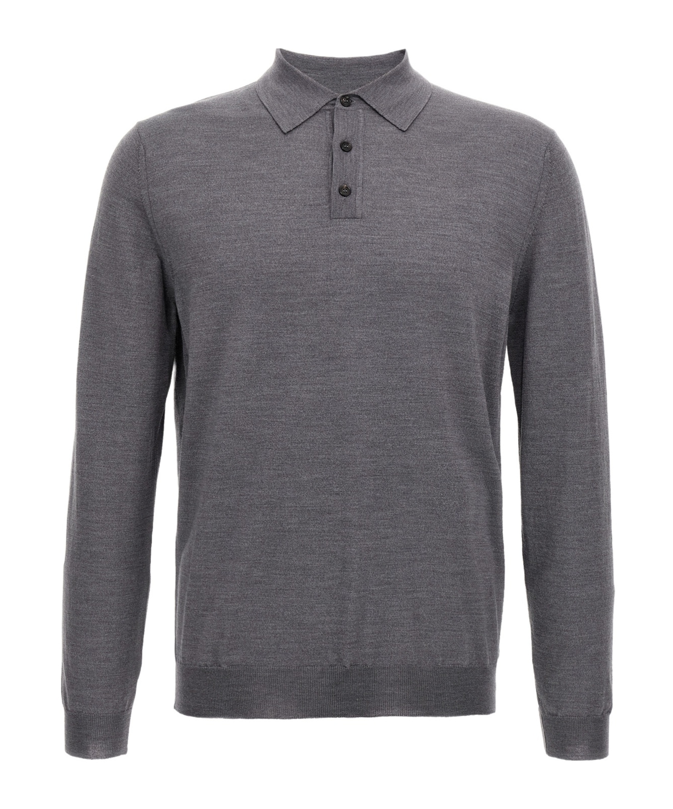 Zanone Virgin Wool Polo Shirt With Button Placket And Cuffed Sleeves