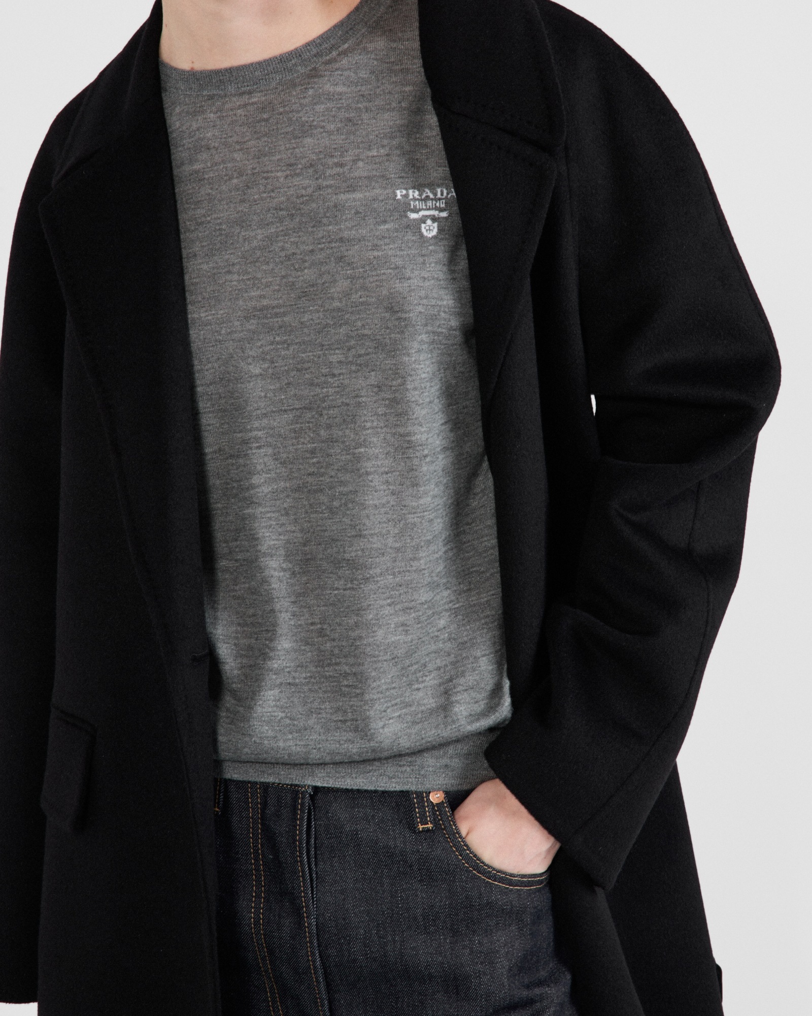 Prada Cashmere Crew-neck Sweater In Limestone Ash