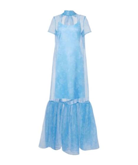 Staud Calluna Floral Organza Maxi Dress In Blue