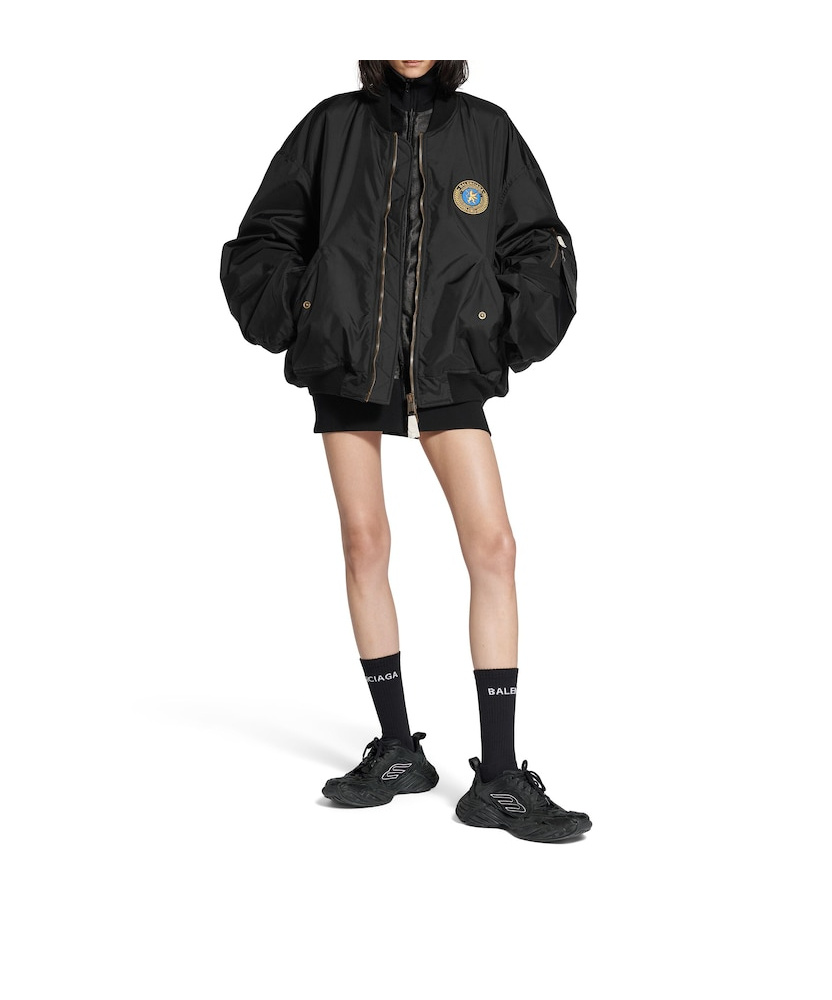 Balenciaga Oversize Ribbed Trims Sleeve Pocket In Black