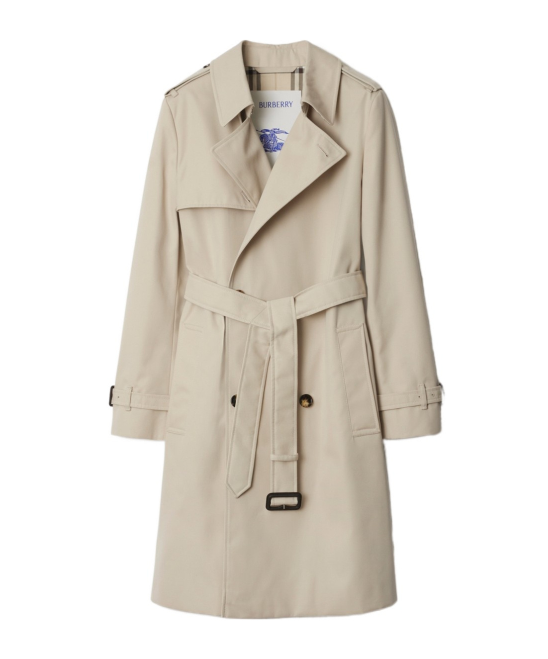 Burberry Mid-length Cotton Blend Trench Coat In Nude