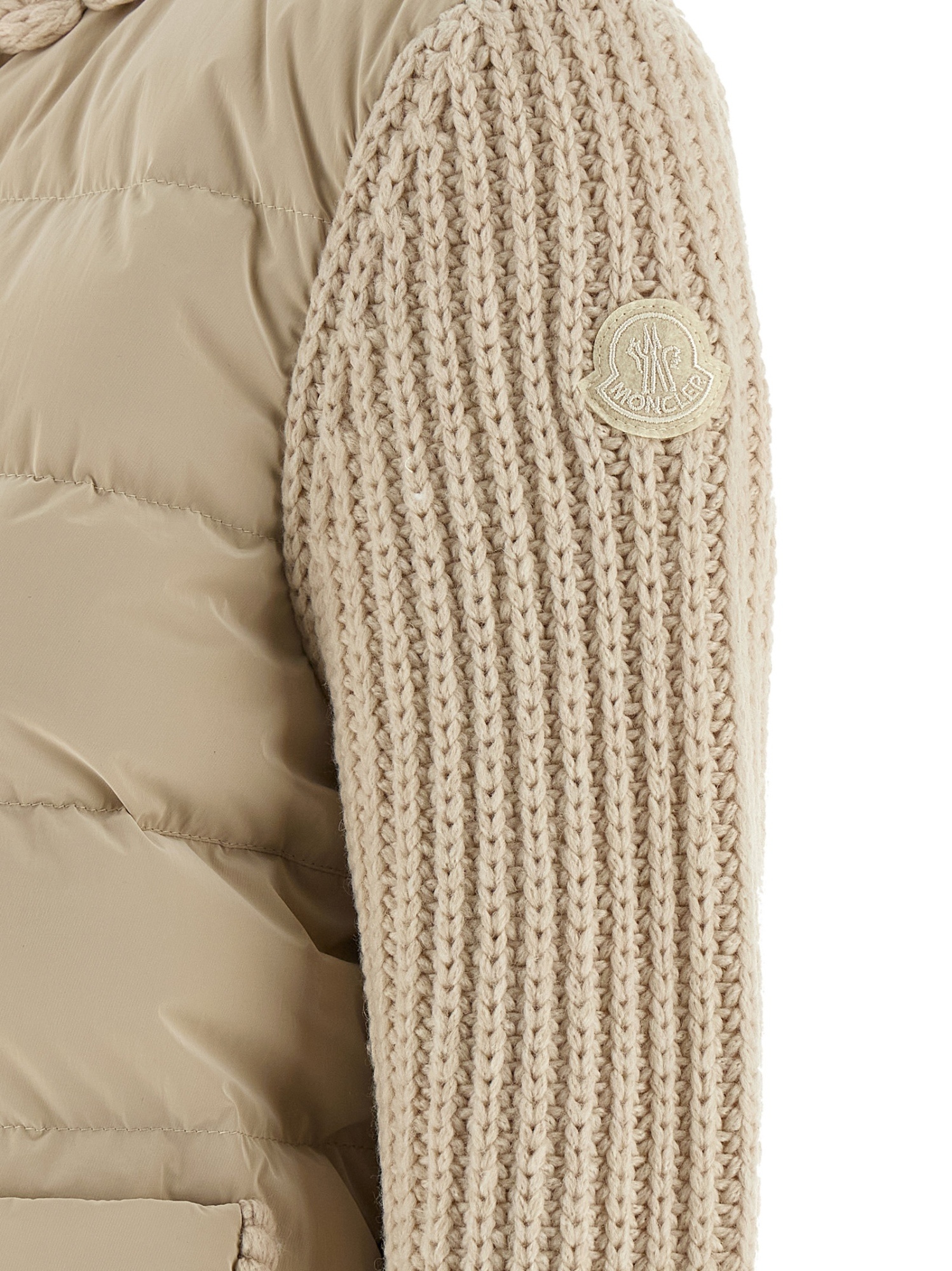 Moncler Padded Cardigan Sweaters And Cardigans Beige In Multi