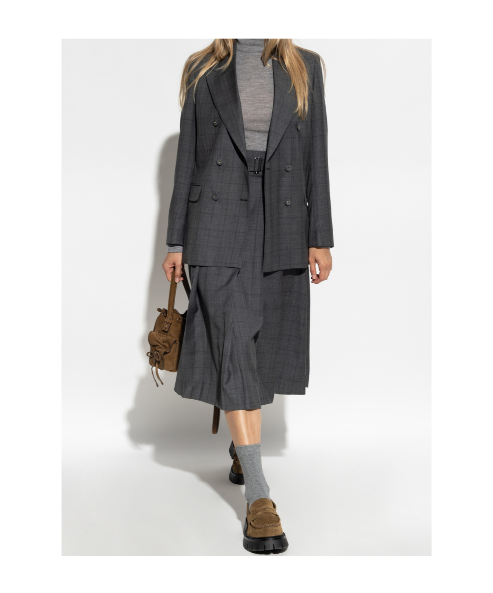 Officine Generale Double-breasted Checked Blazer In Black