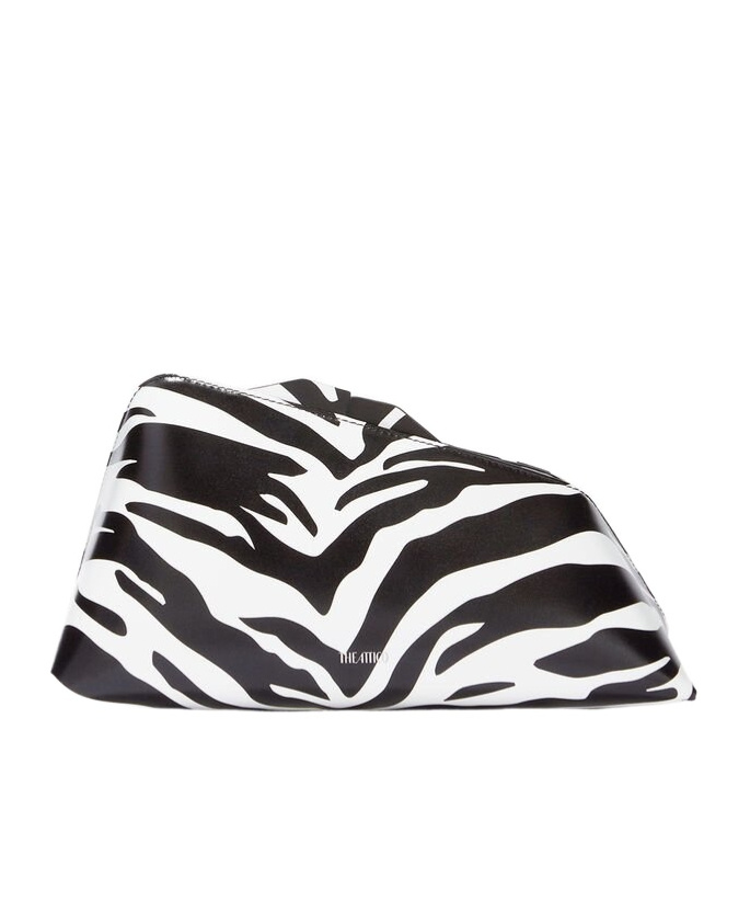 Attico 8.30 Pm Black And White Oversized Clutch In Animal Print