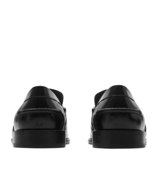 Burberry Mocassino Tower Black In Leather In Black