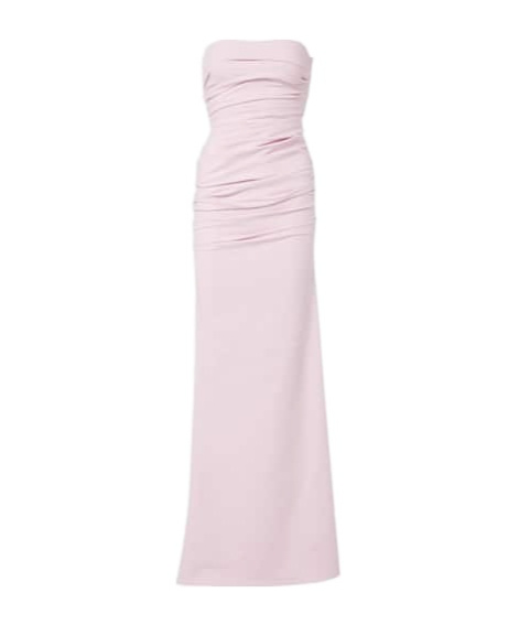 Maticevski Intoxicate Ruched Strapless Gown In Pink