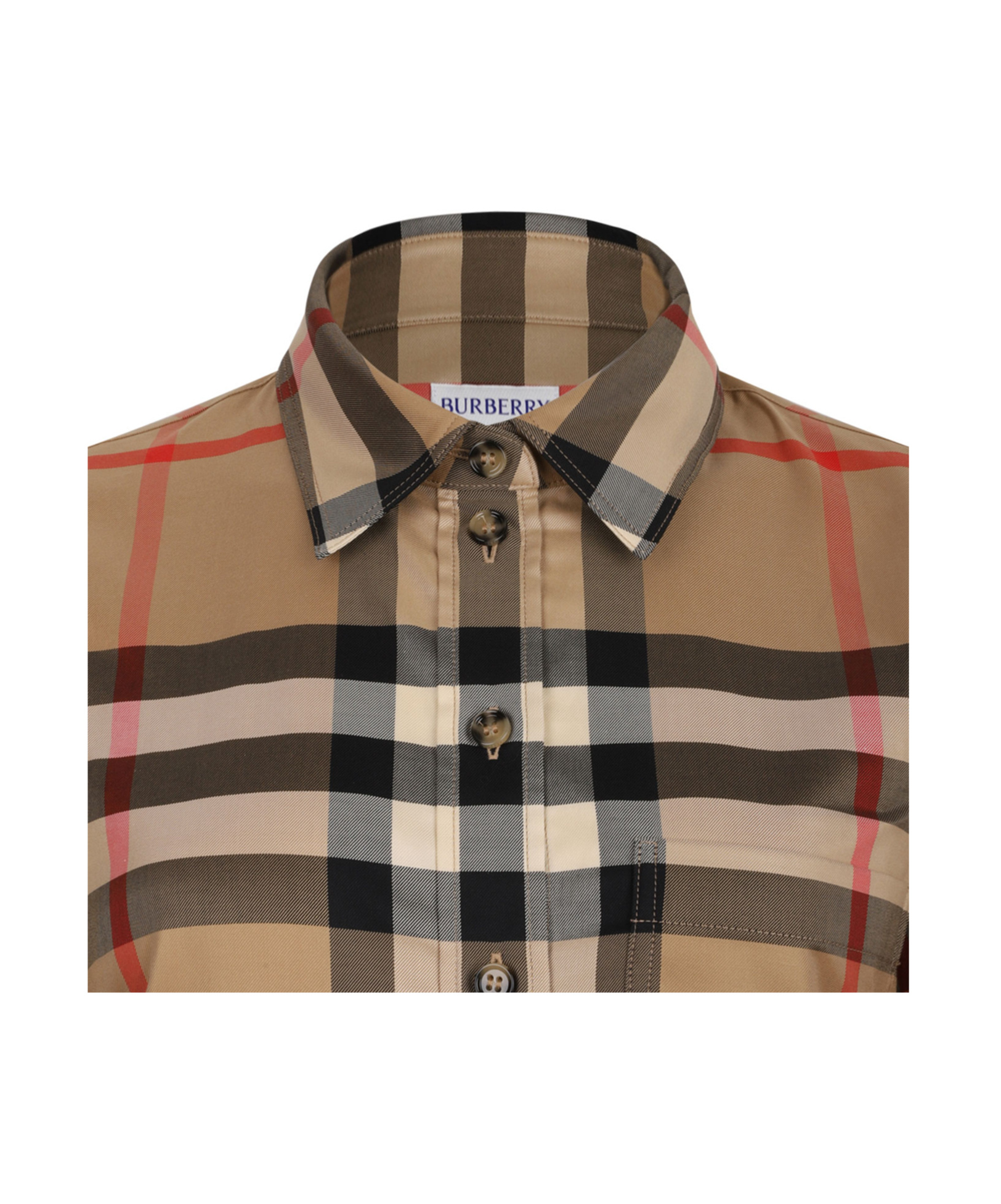 Burberry Check Pattern Collared Neck Cuffed Long Sleeves In Brown