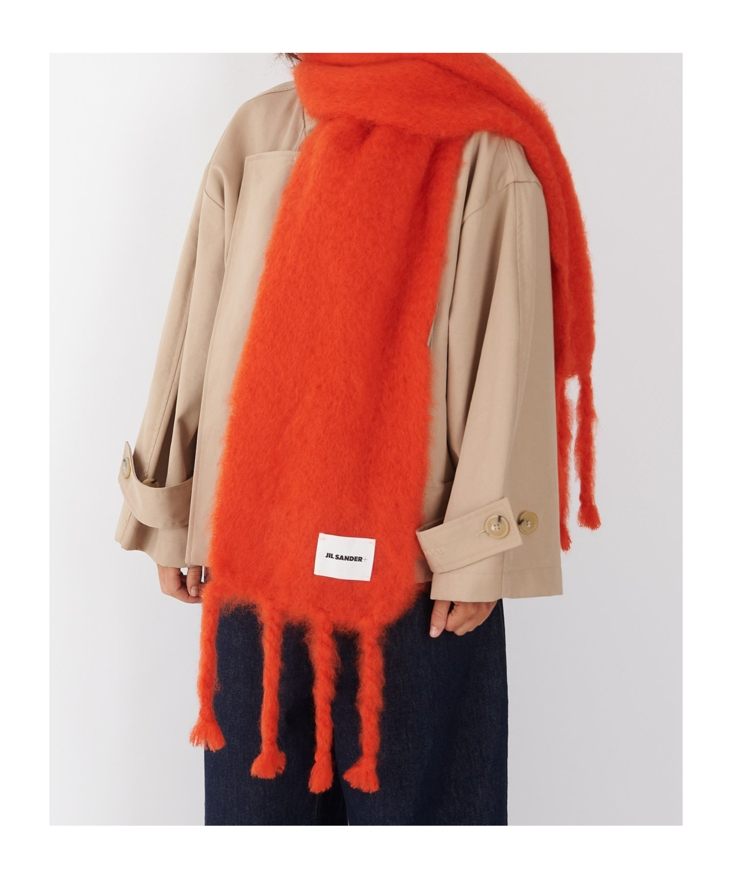 Jil Sander Fringed Scarf In Red