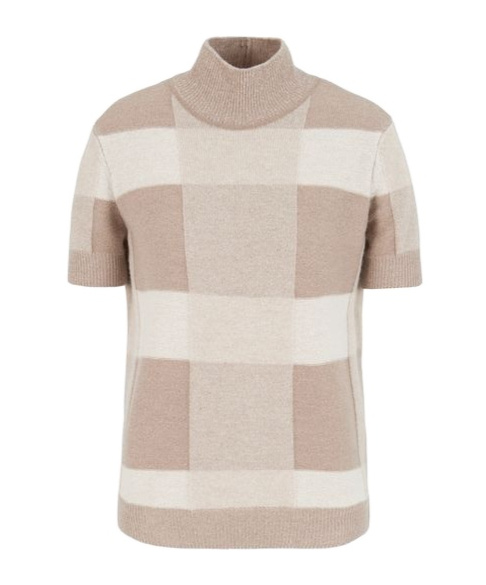 EMPORIO ARMANI MOCK-NECK CHECK-PATTERN SWEATER