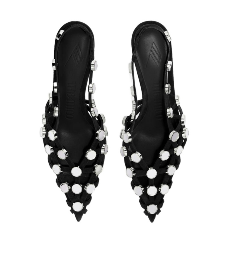 Shop Attico 50mm Grid Slingback Pumps In Black