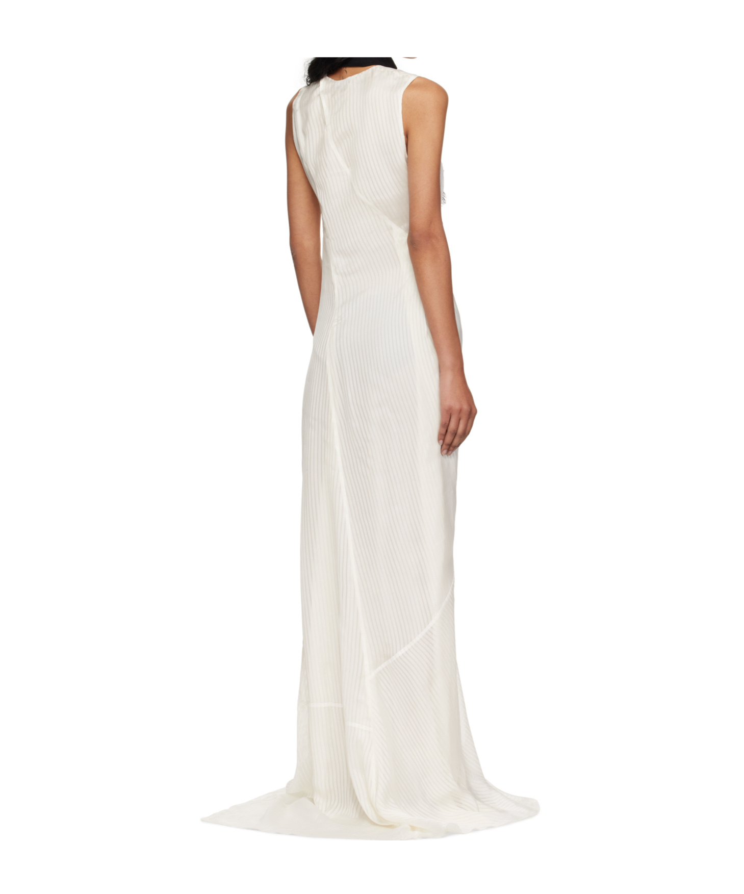 Ann Demeulemeester Off-white Leah Long Asymmetric Sleeveless Maxi Dress In White