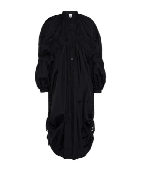 Comme Des Garçons Draped Cotton Midi Dress In Black