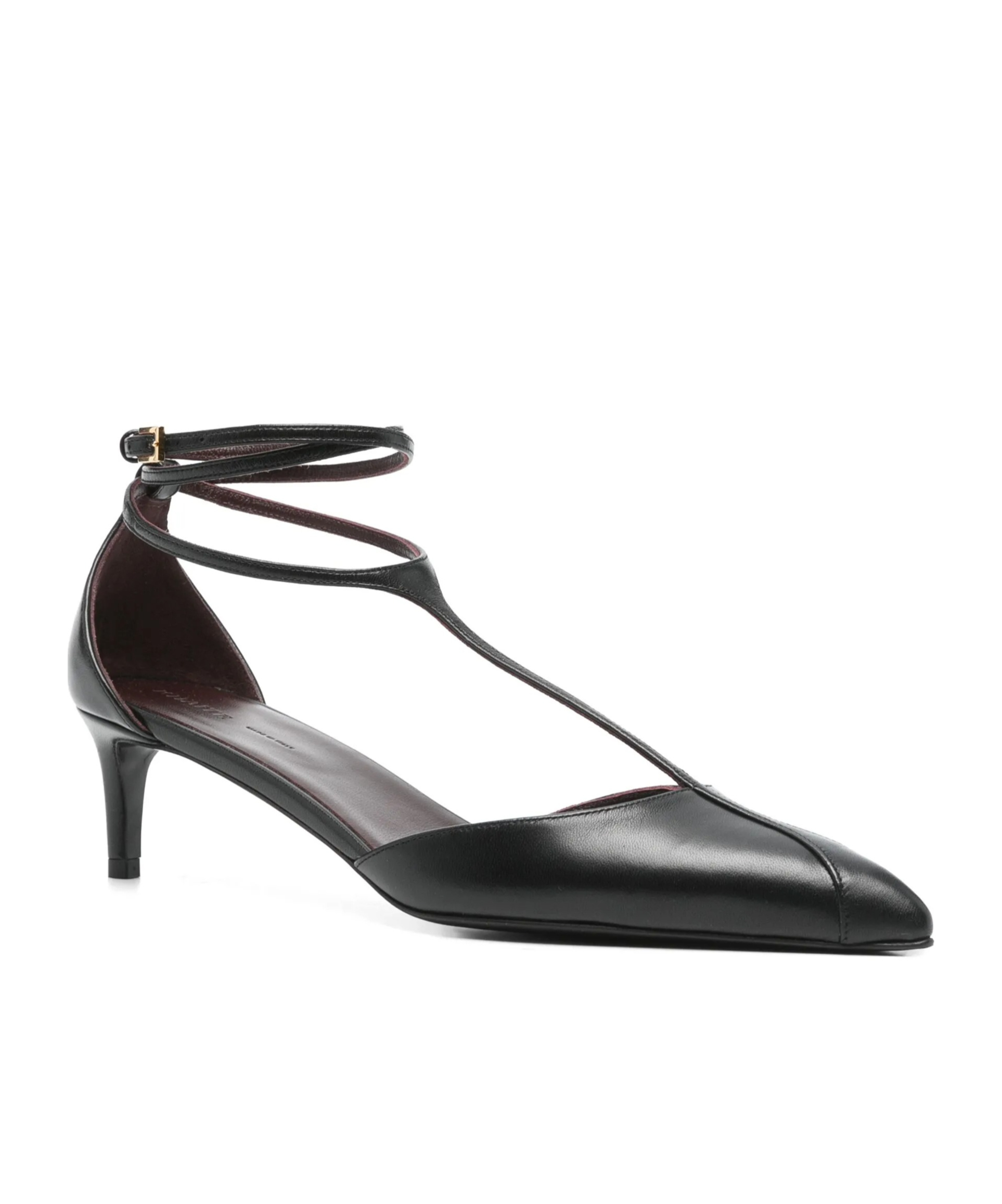 Khaite Pointed Toe Black Ankle Strap Sandals In Black