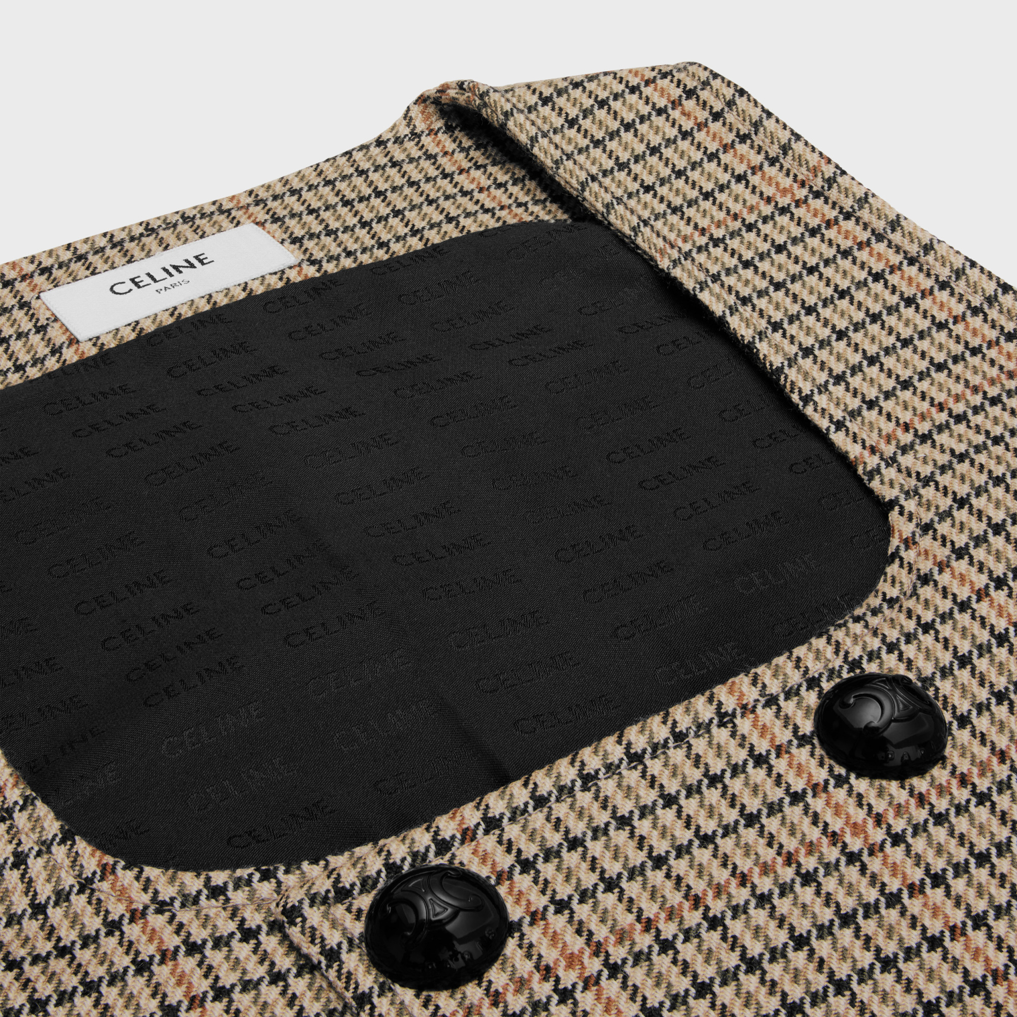 Celine Double-breasted Vest In Houndstooth Wool In Nude