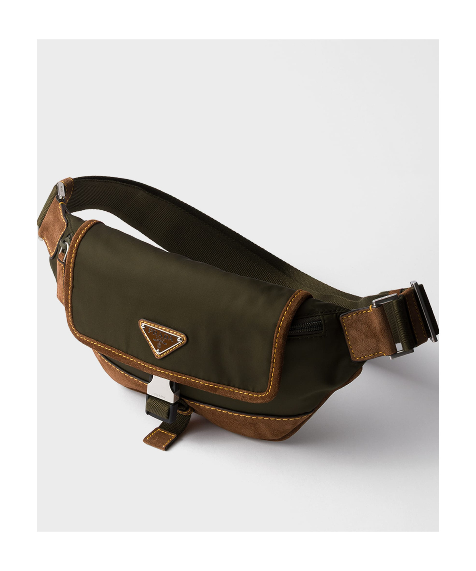 Prada Men Two-tone Re-nylon And Suede Belt Bag