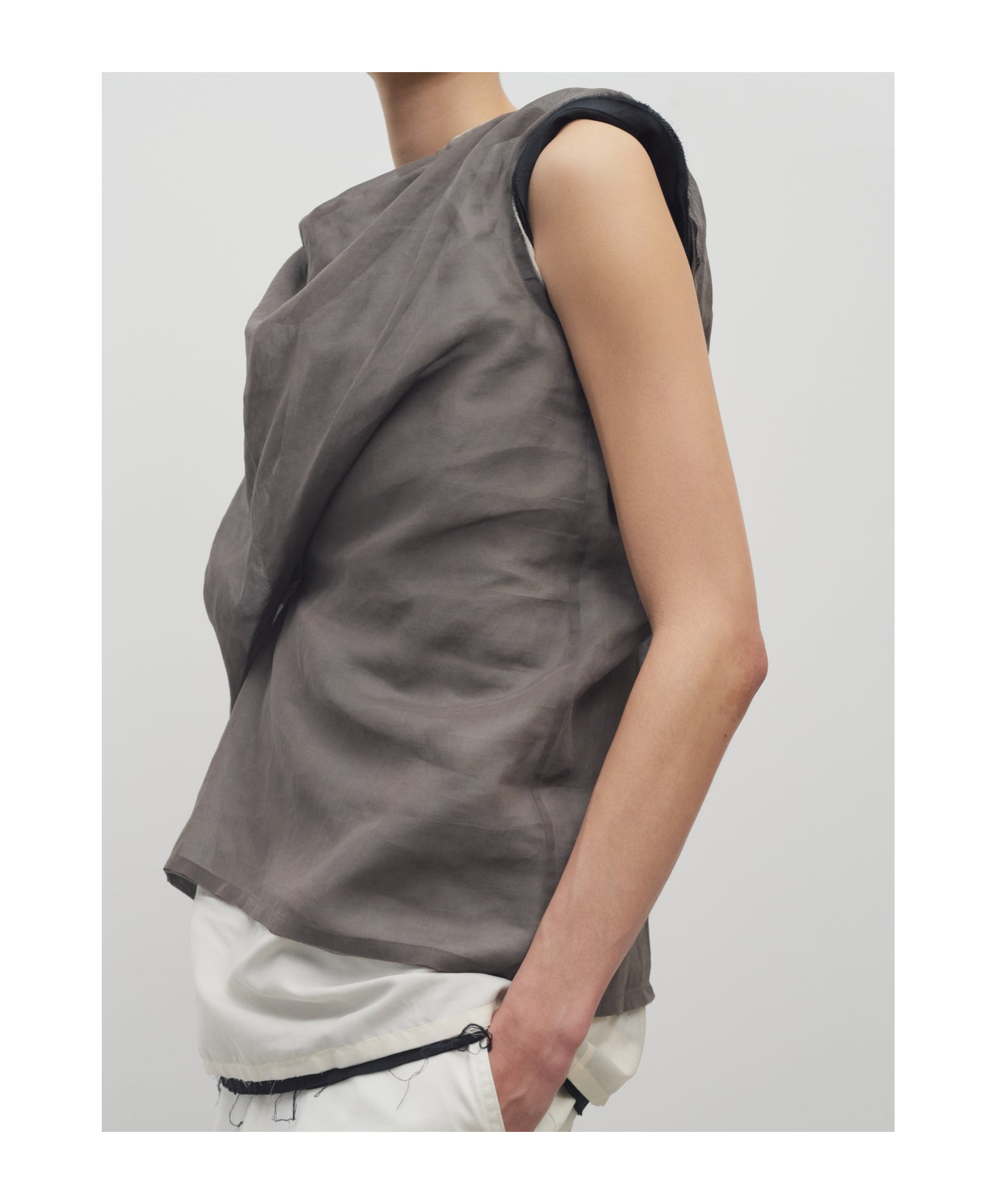 The Row Inawa Draped Layered Sleeveless Top In Brown