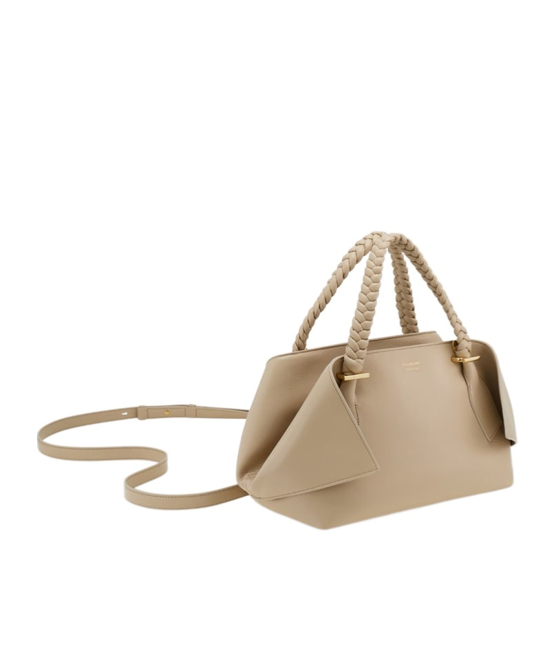 Shop Ferragamo Logo Printed Braided Handle Tote Bag In Nude