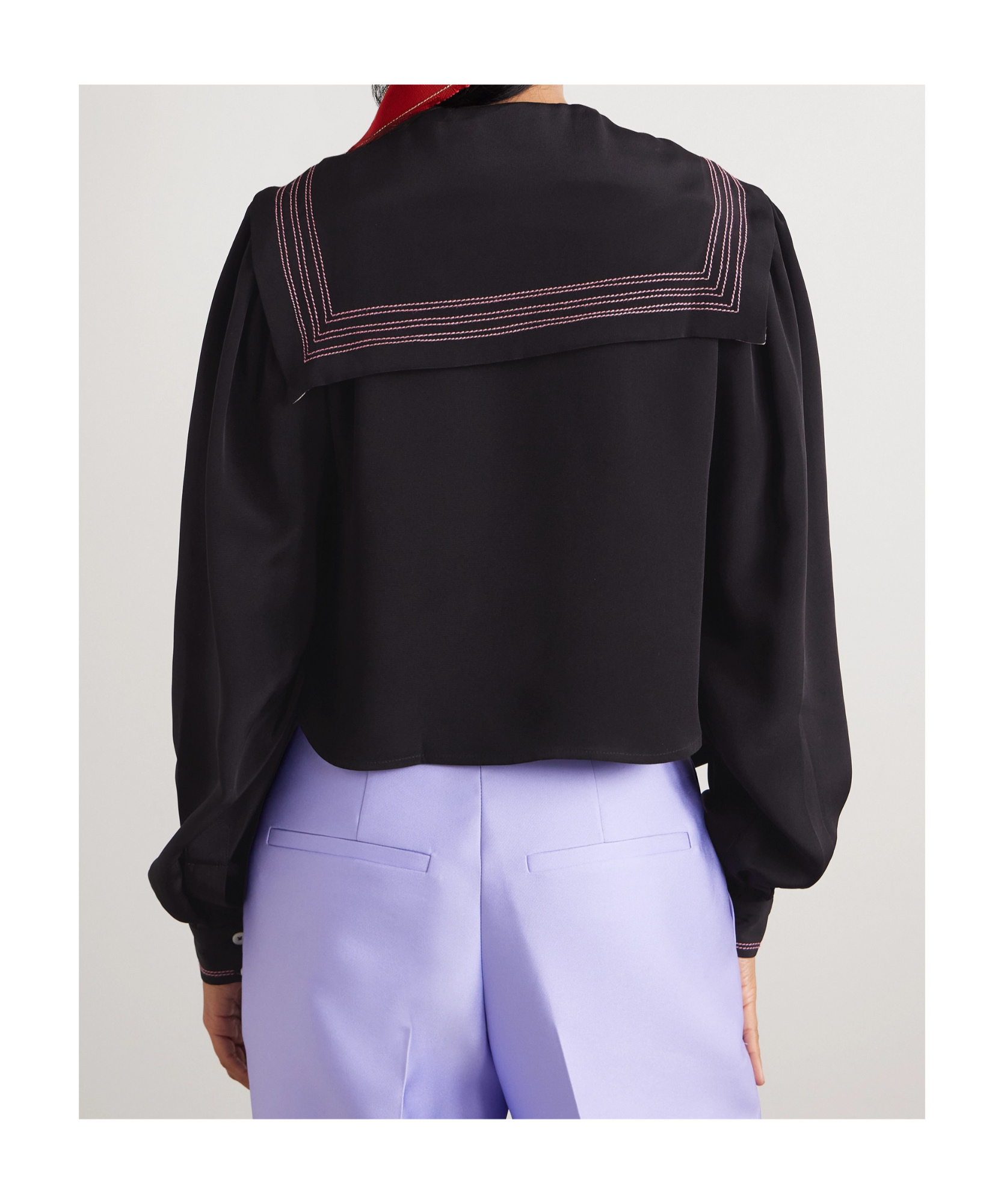 Bode Silk Seafarer Mini Shirt For Women In Black