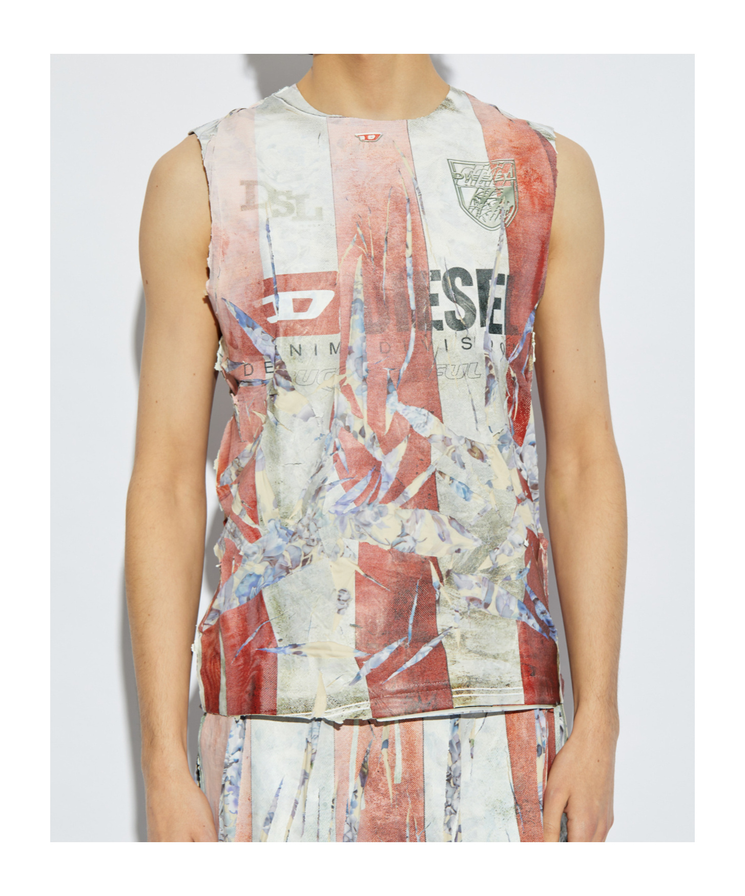 Diesel Red T-per Stripe Tank Top In Nude