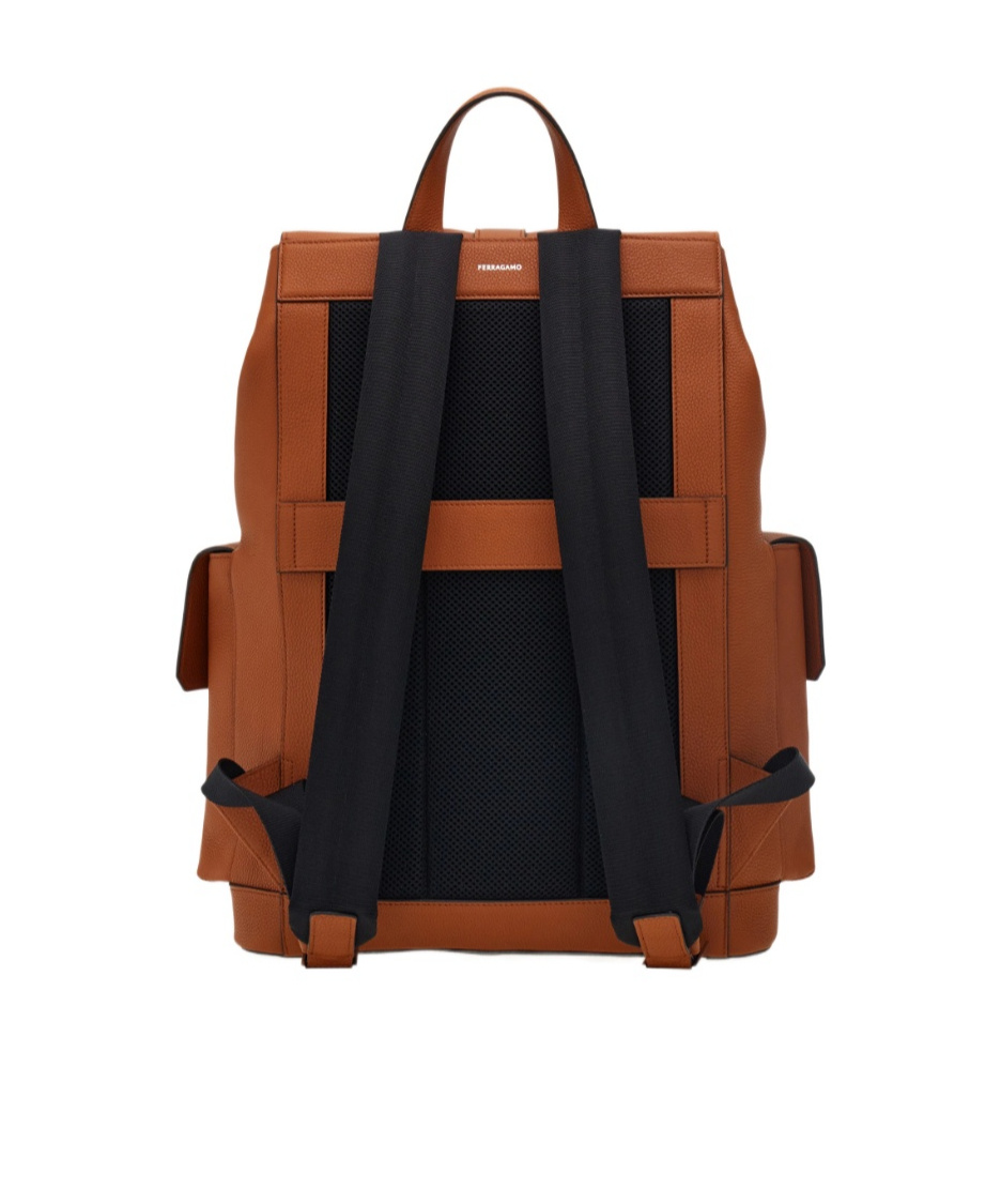 Ferragamo Drawstring Leather Backpack In Brown
