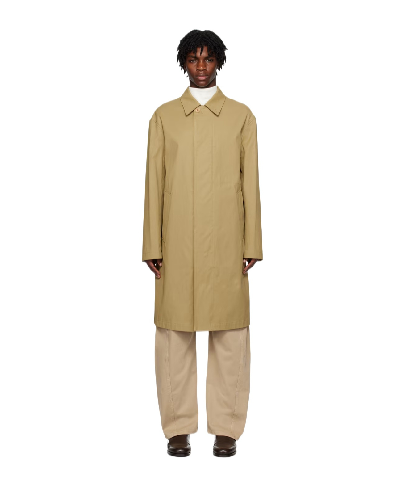 Lemaire Button Long-sleeved Coat In Nude