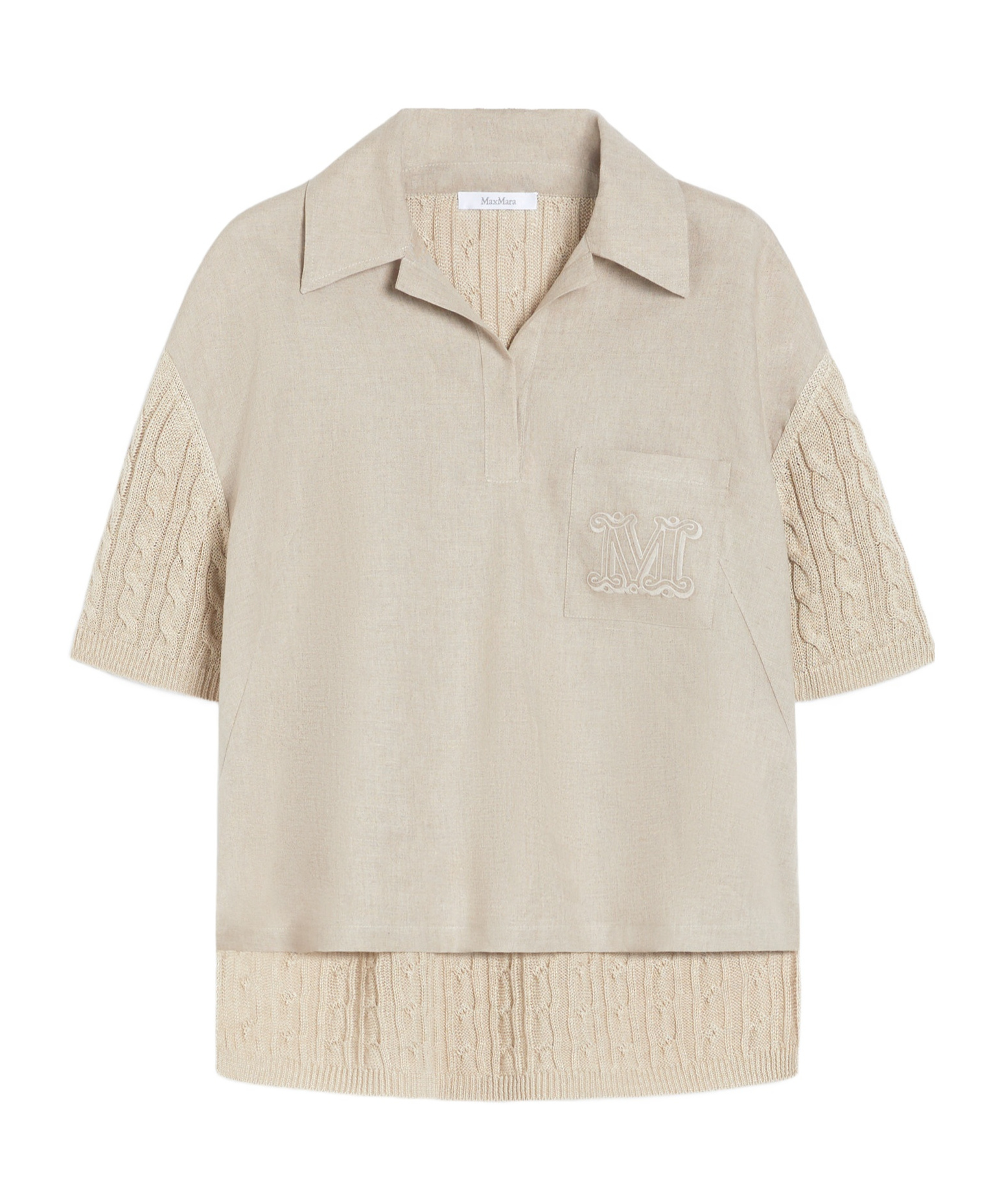 Shop Max Mara Linen Polo Jumper In Nude