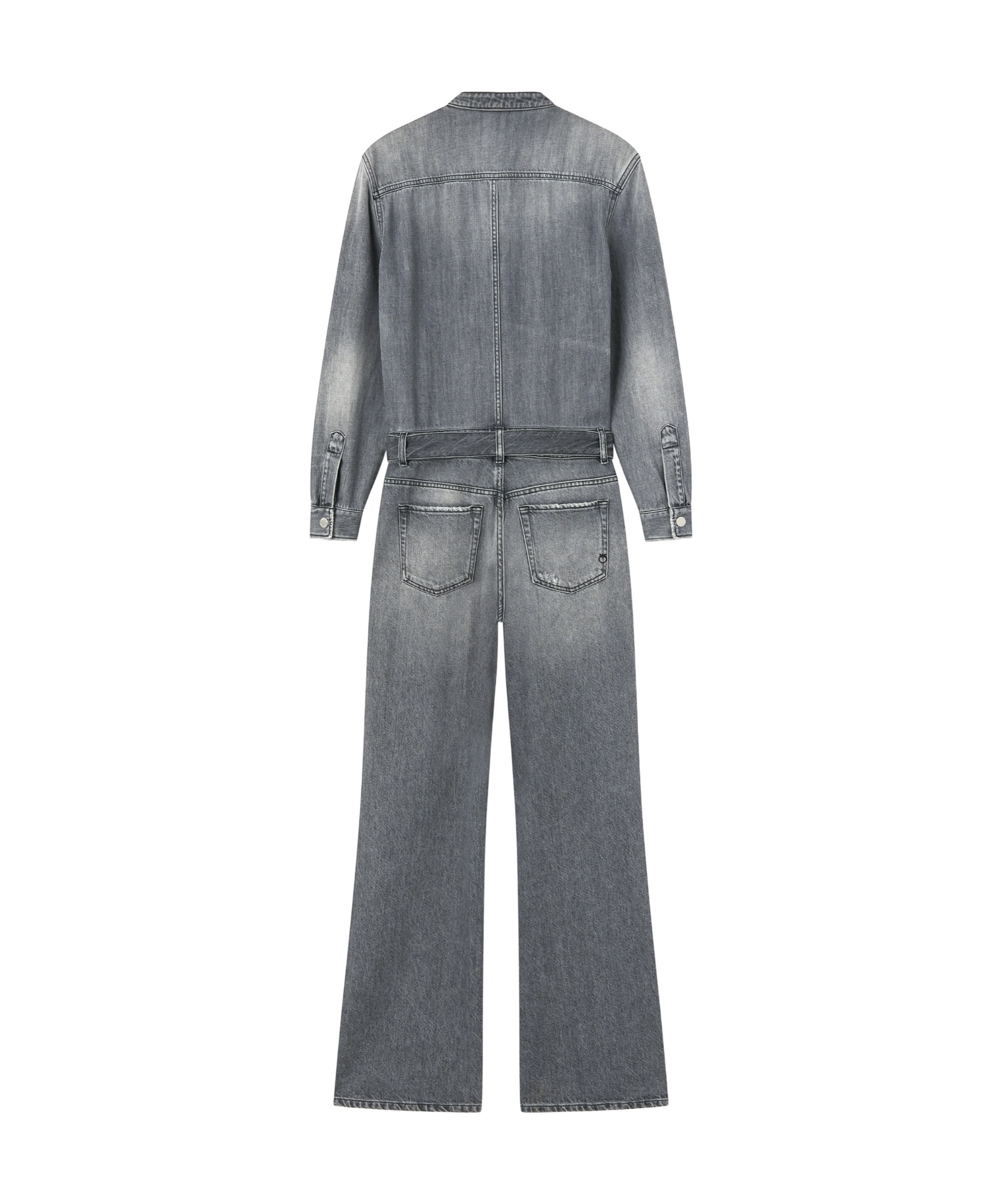 Pinko Bootcut Denim Jumpsuit In Gray