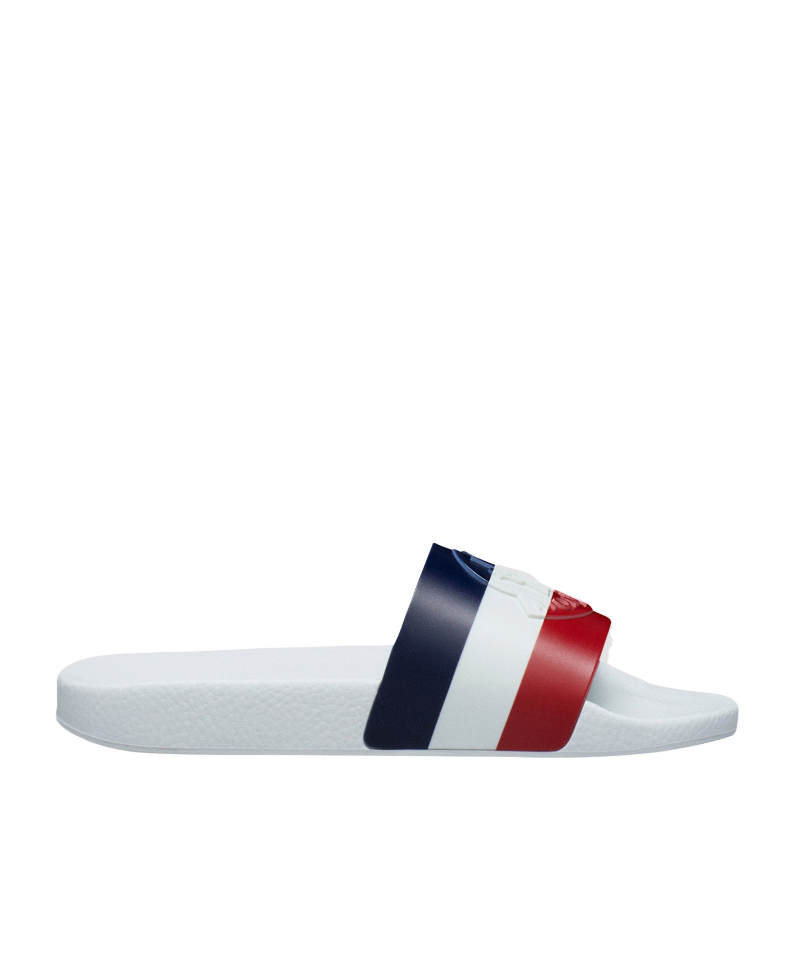 Shop Moncler Basile Rubber Slides In Gray