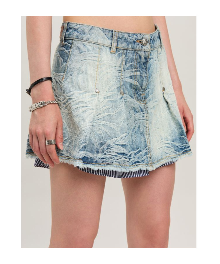 Palm Angels Palms-jacquard Pleated Mini Skirt In Gray