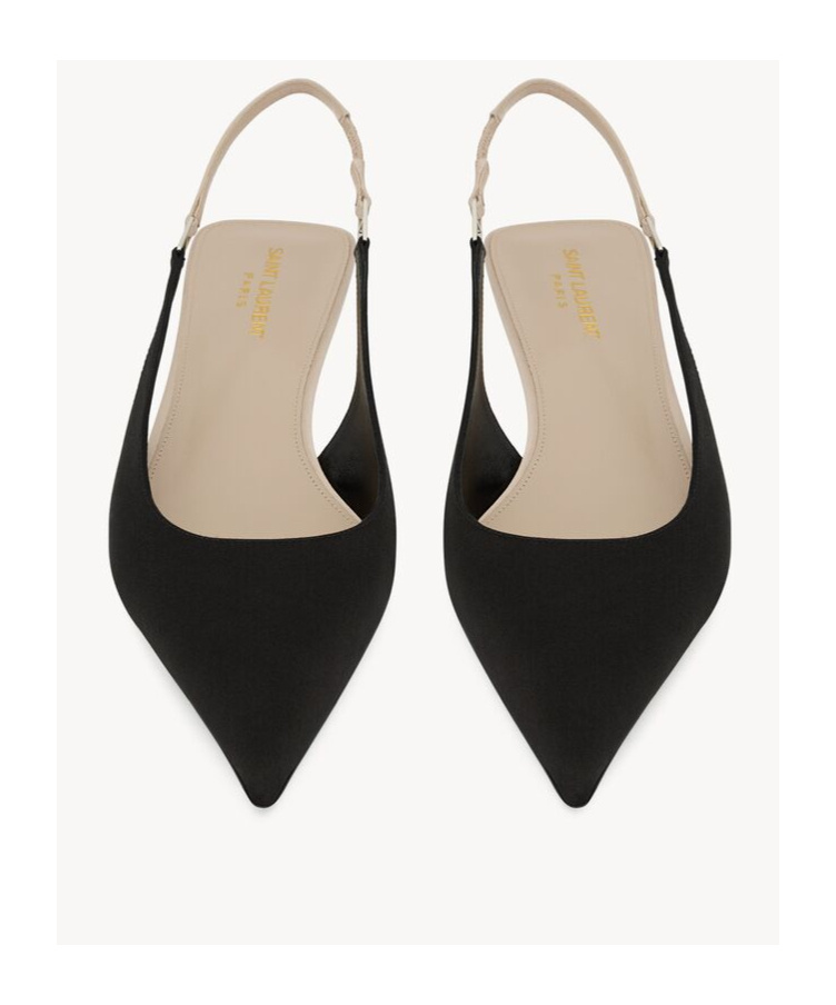 Saint Laurent Cherish Open Back Pumps In Crêpe Satin In Black