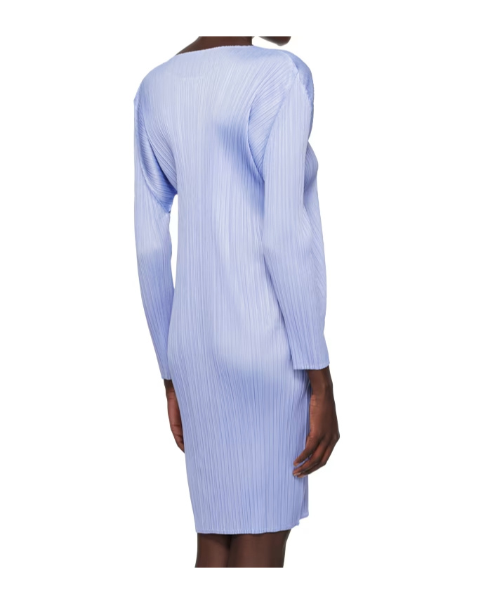 Issey Miyake Pleat-detail Maxi Pencil Dress In Blue
