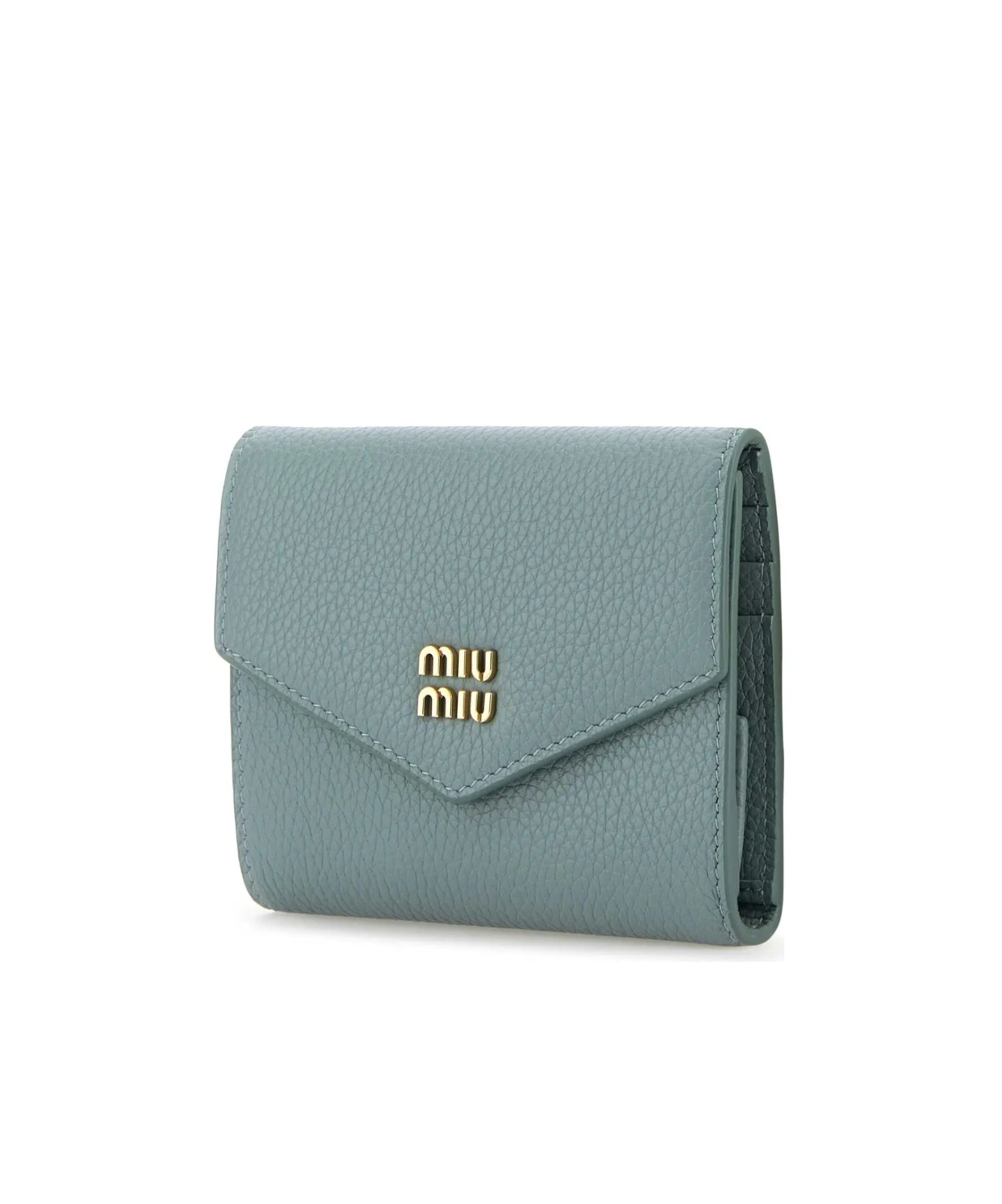 Miu Miu Snap Closure Small Leather Wallet In Light Blue