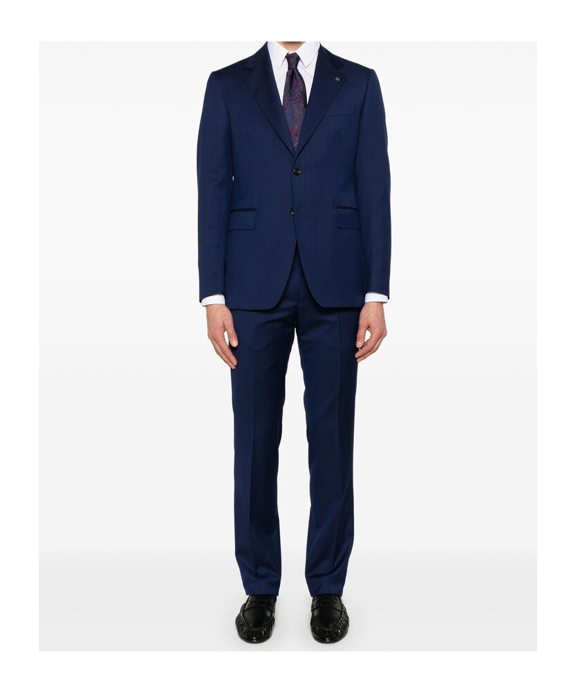 Shop Tagliatore Long-sleeved Suit Coat And Trouser Set In Black