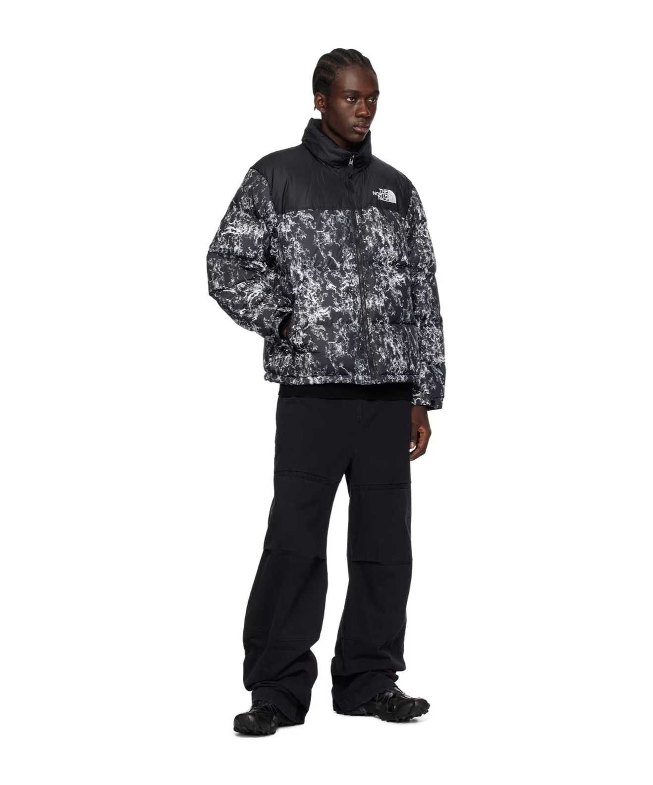The North Face Mens 1996 Retro Nuptse High-neck Shell-down Jacket Black In Black