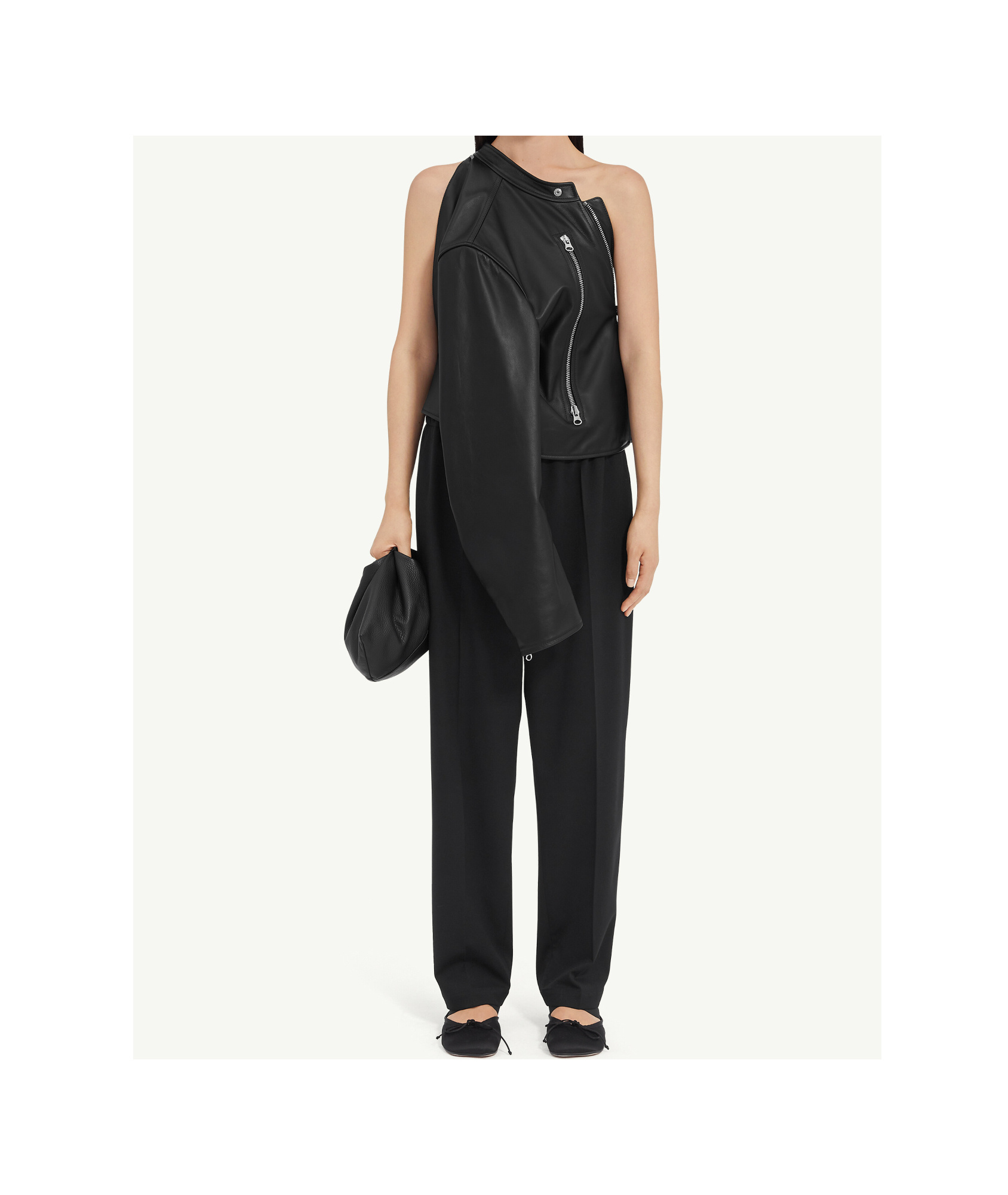 Mm6 Maison Margiela Twist Leather Jacket In Black