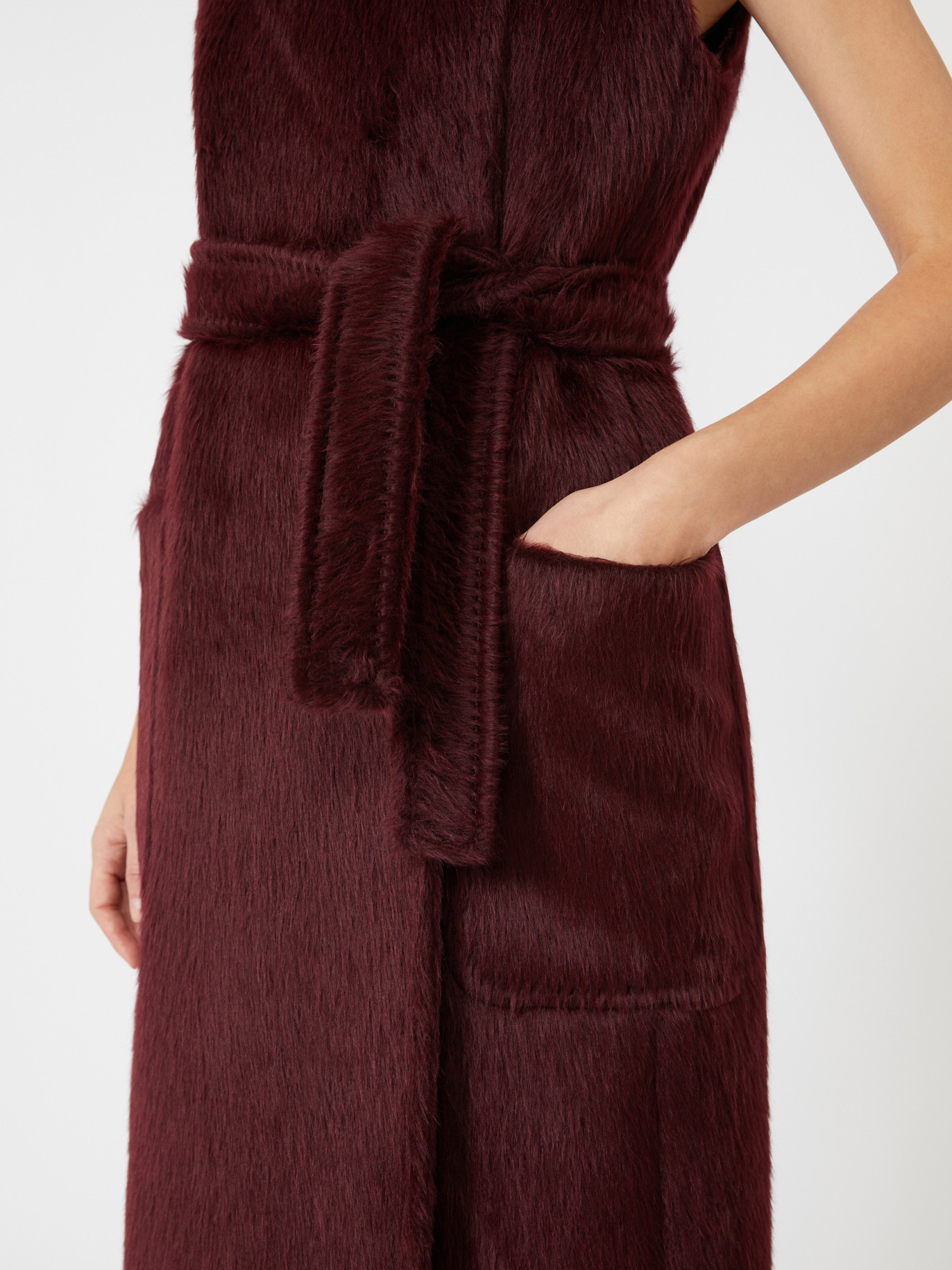 Max Mara Sleeveless Wool And Alpaca Coat In Brown