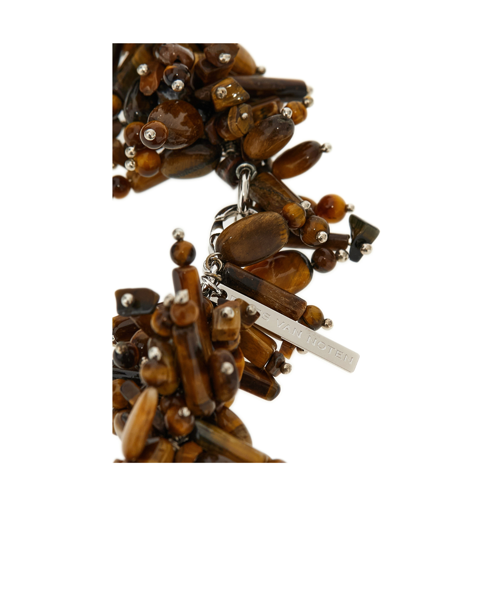 Dries Van Noten Chunky Beaded Necklace Metal Accents In Brown
