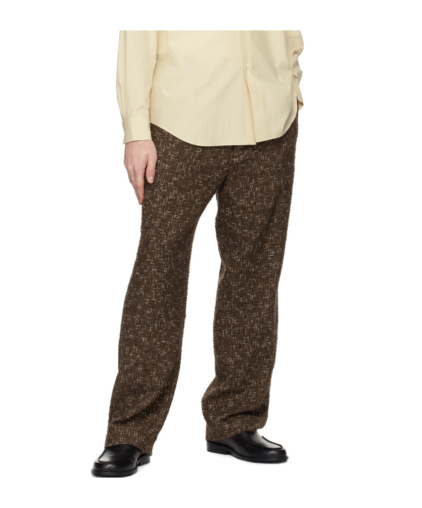 Auralee Brown Homespun Tweed Trousers In Multicolor