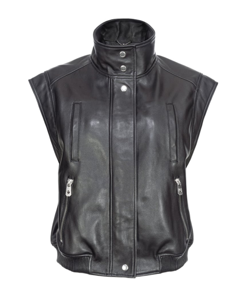 PINKO LEATHER BIKER GILET 