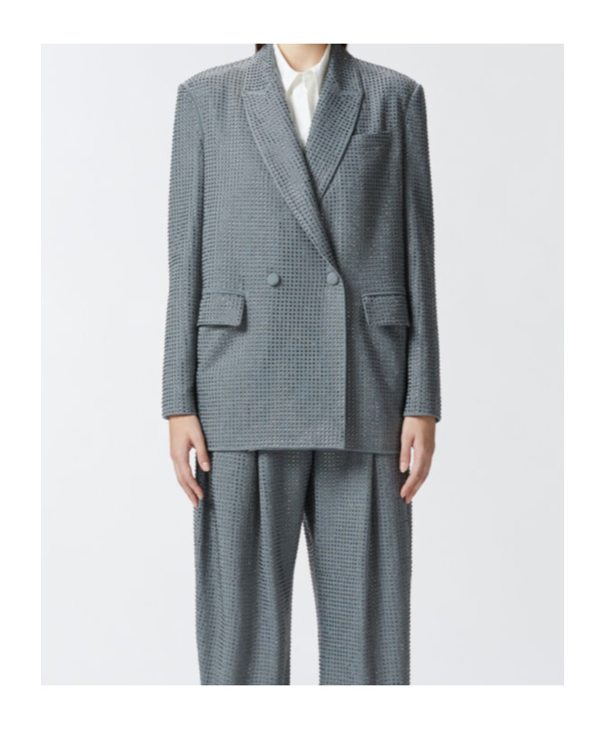 Shop Pinko Rhinestone-embellished Blazer In Gray