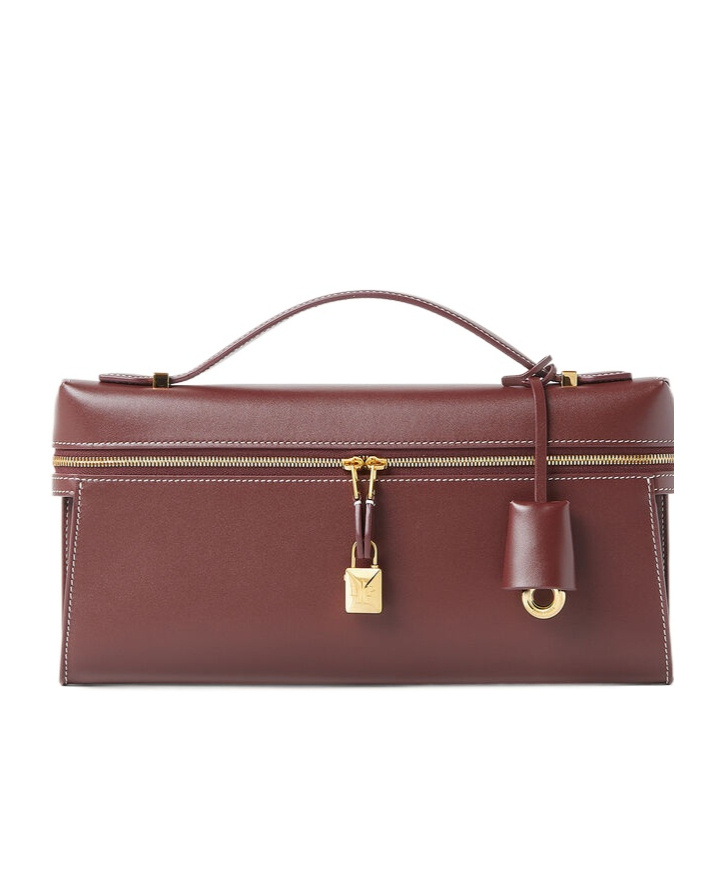 Loro Piana Extra Clutch L29 In Oxblood/sun Gold