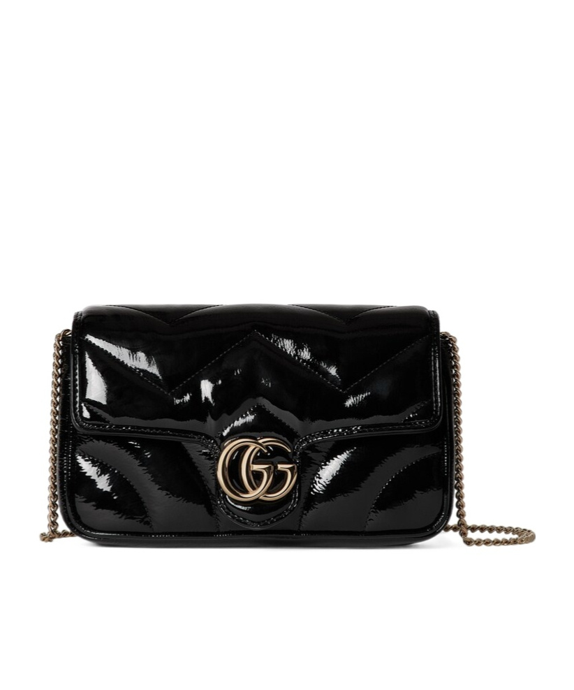 Shop Gucci Small Marmont Crossbody Bag In Black