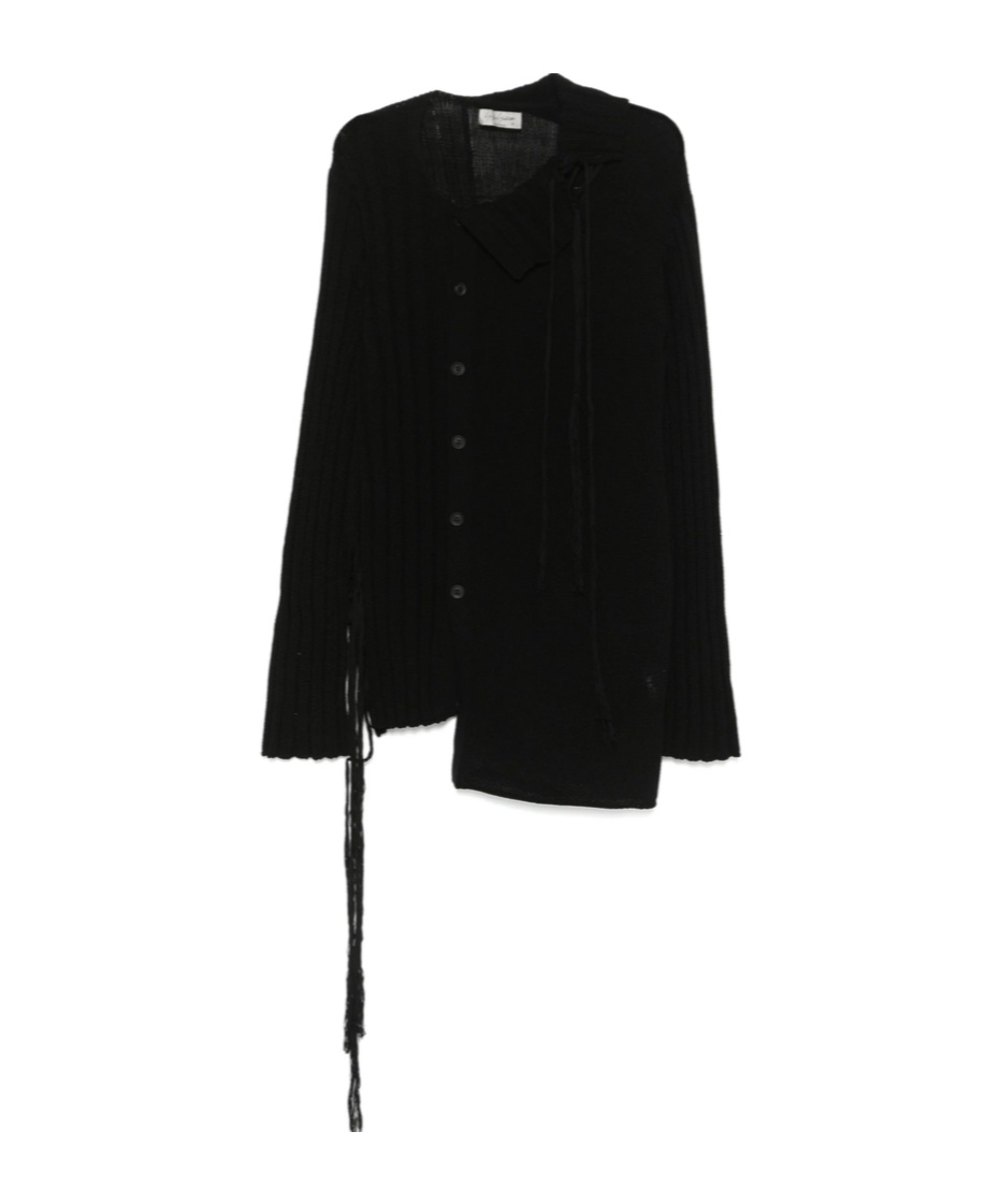 Shop Yohji Yamamoto Asymmetric Cardigan In Black